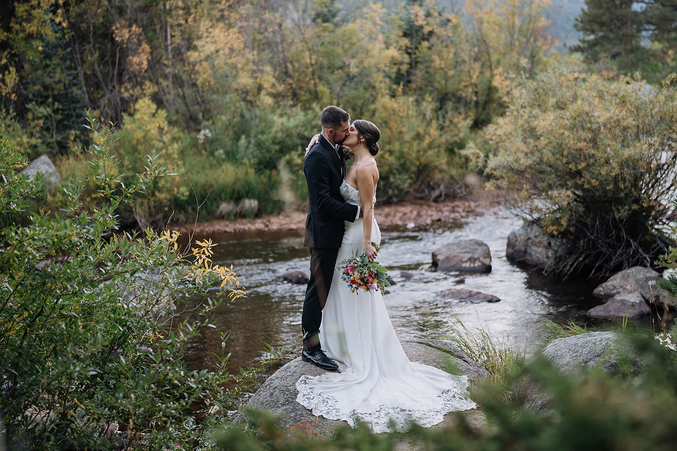 Estes Park wedding venues at wild basin lodge bride and groom
