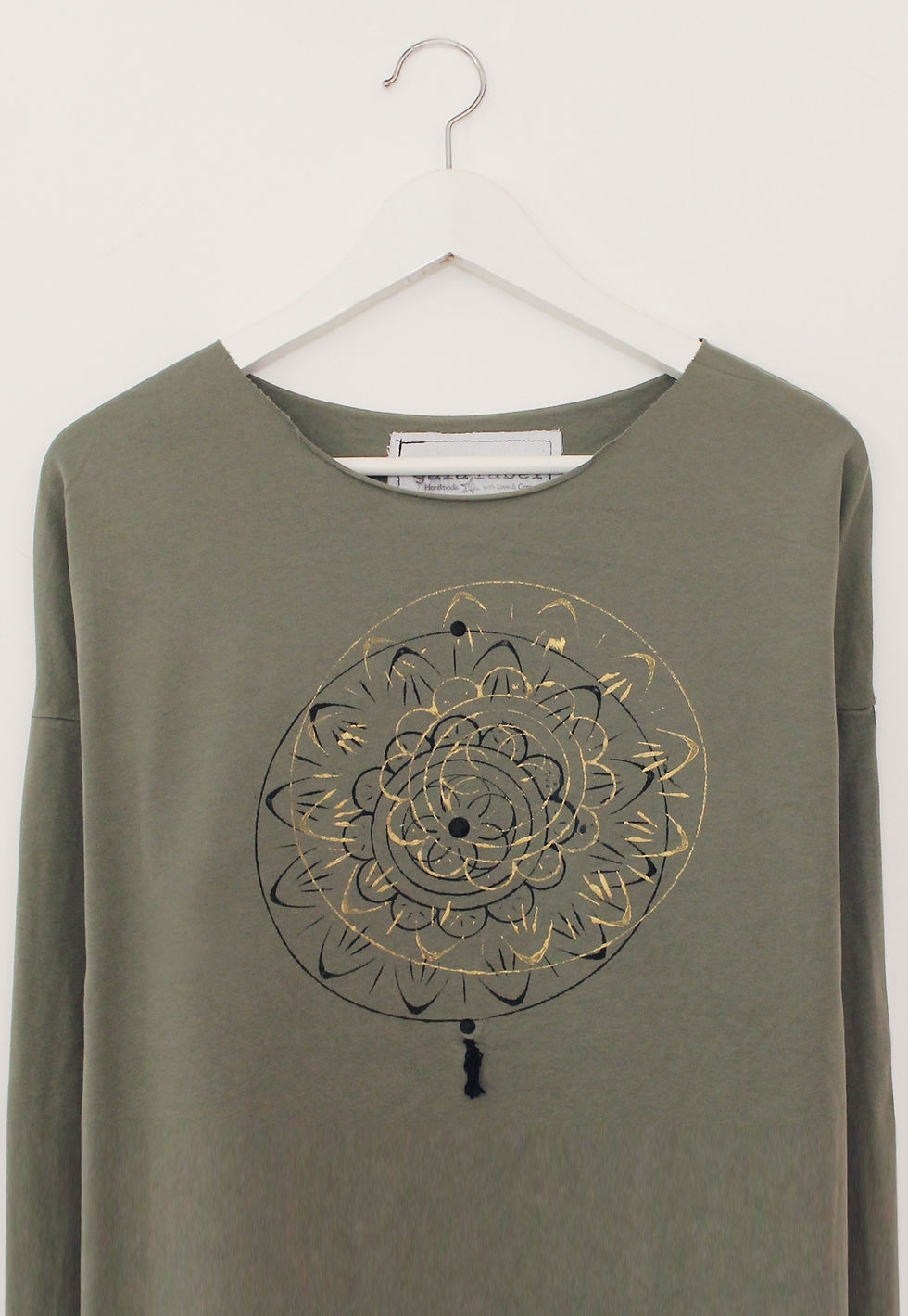 Thumbnail: Flower printed Olive green t-shirt