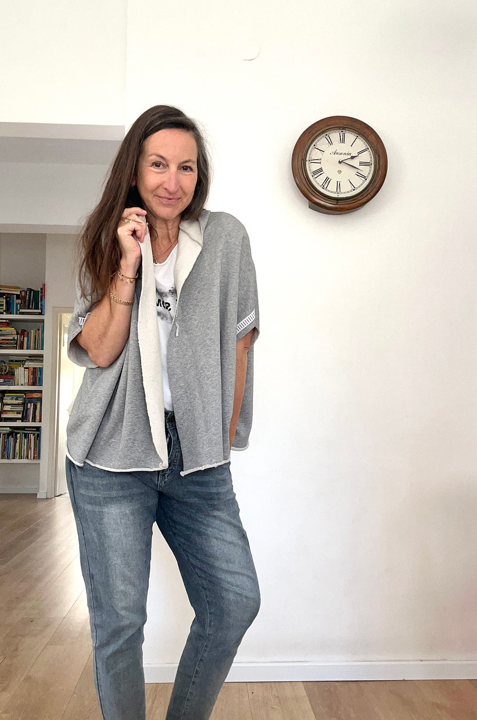 Thumbnail: Grey Spring short hooded kimono