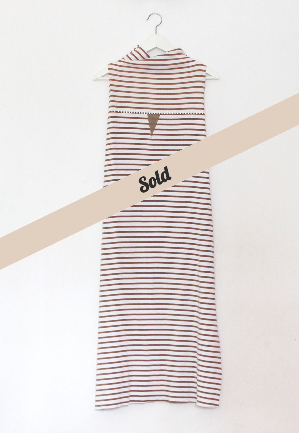 Camel stripes turtleneck dress