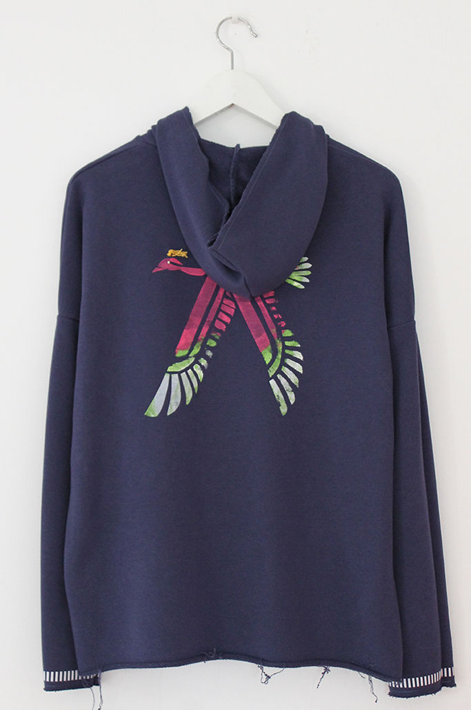 Thumbnail: Blue hoodie with bird print