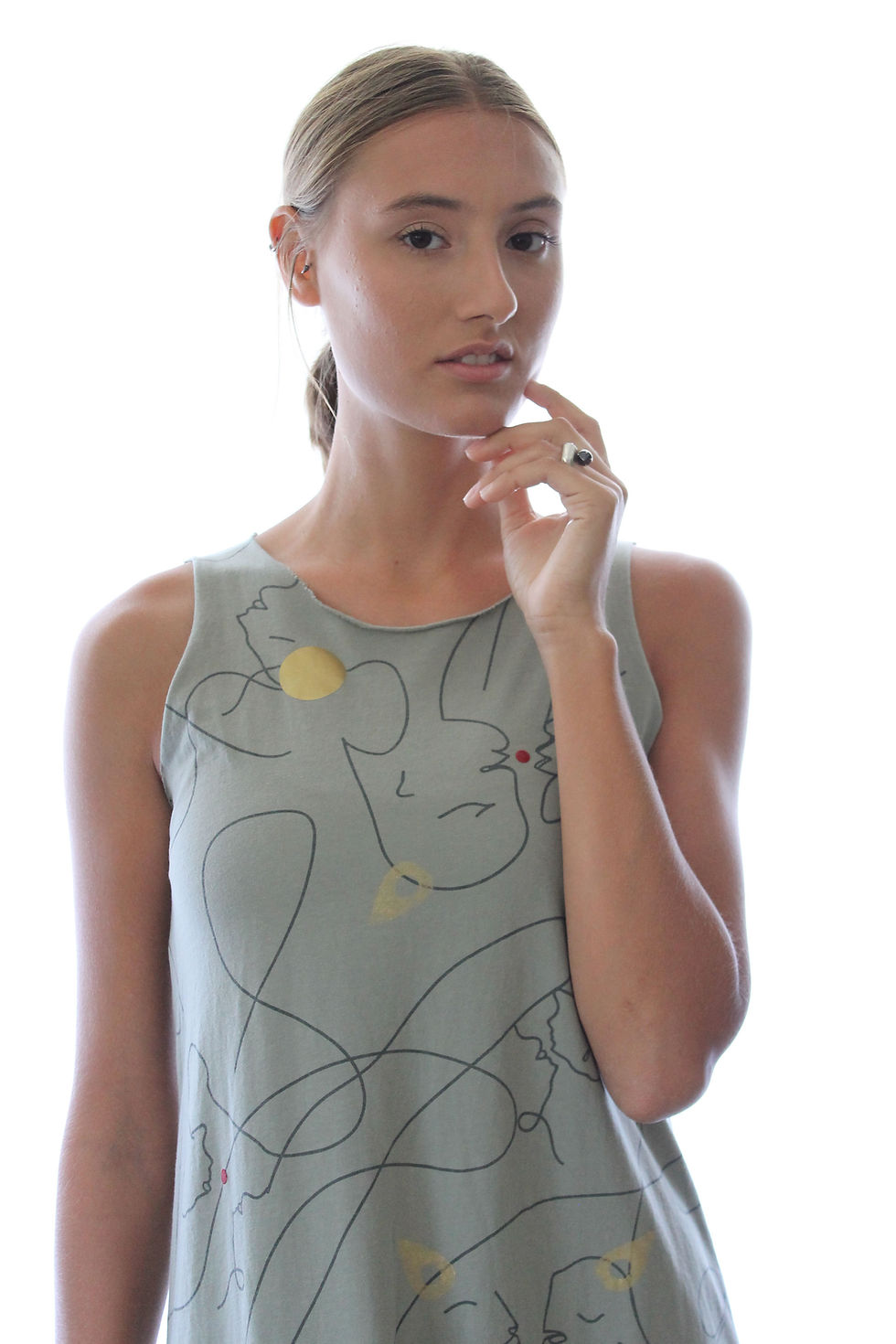 Thumbnail: Abstract faces Sage maxi dress