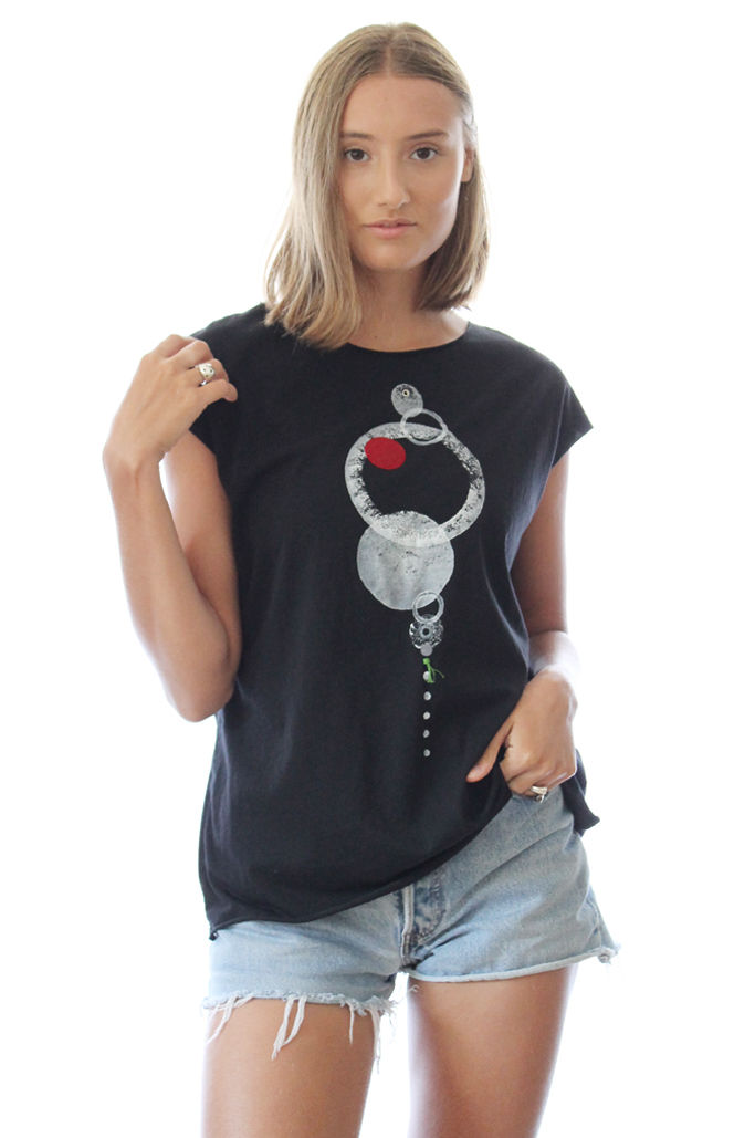 Thumbnail: Black summer shirt with circles print