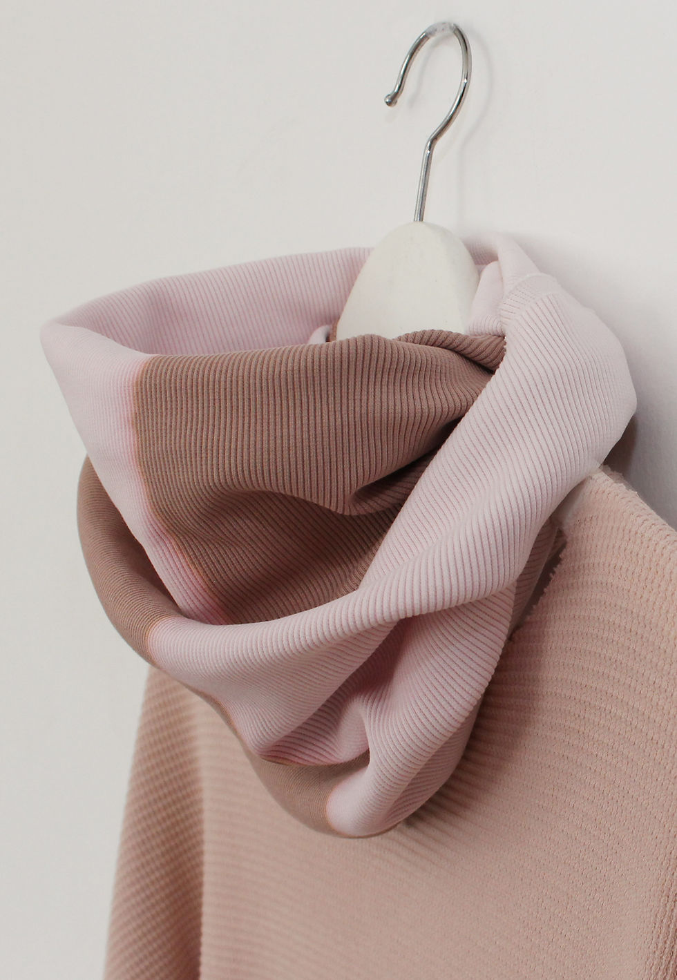Thumbnail: Hand-dyed Grey & Pink loop scarf