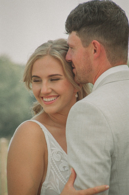 Analog portrait of a bride and groom