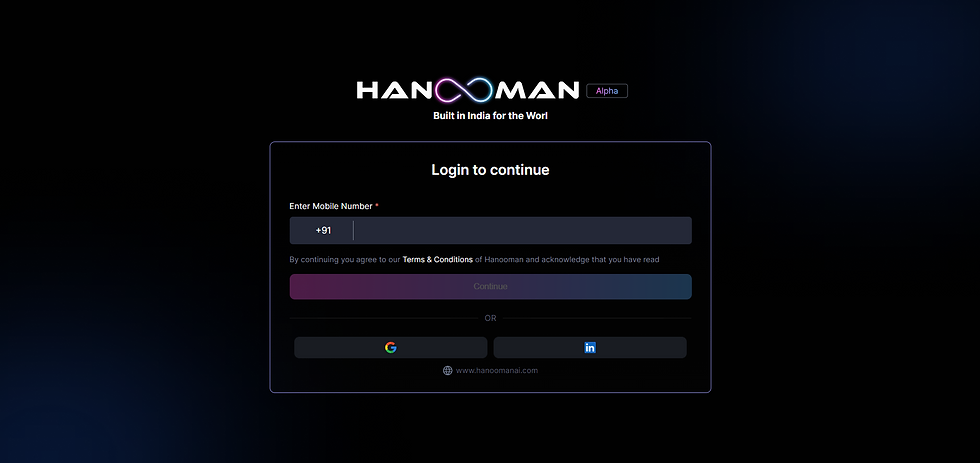 Open Hanooman ai and Create an account