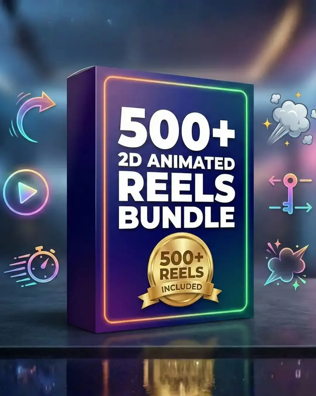 Mega 500+ 2D Animated Reels Pack for Instant Posting