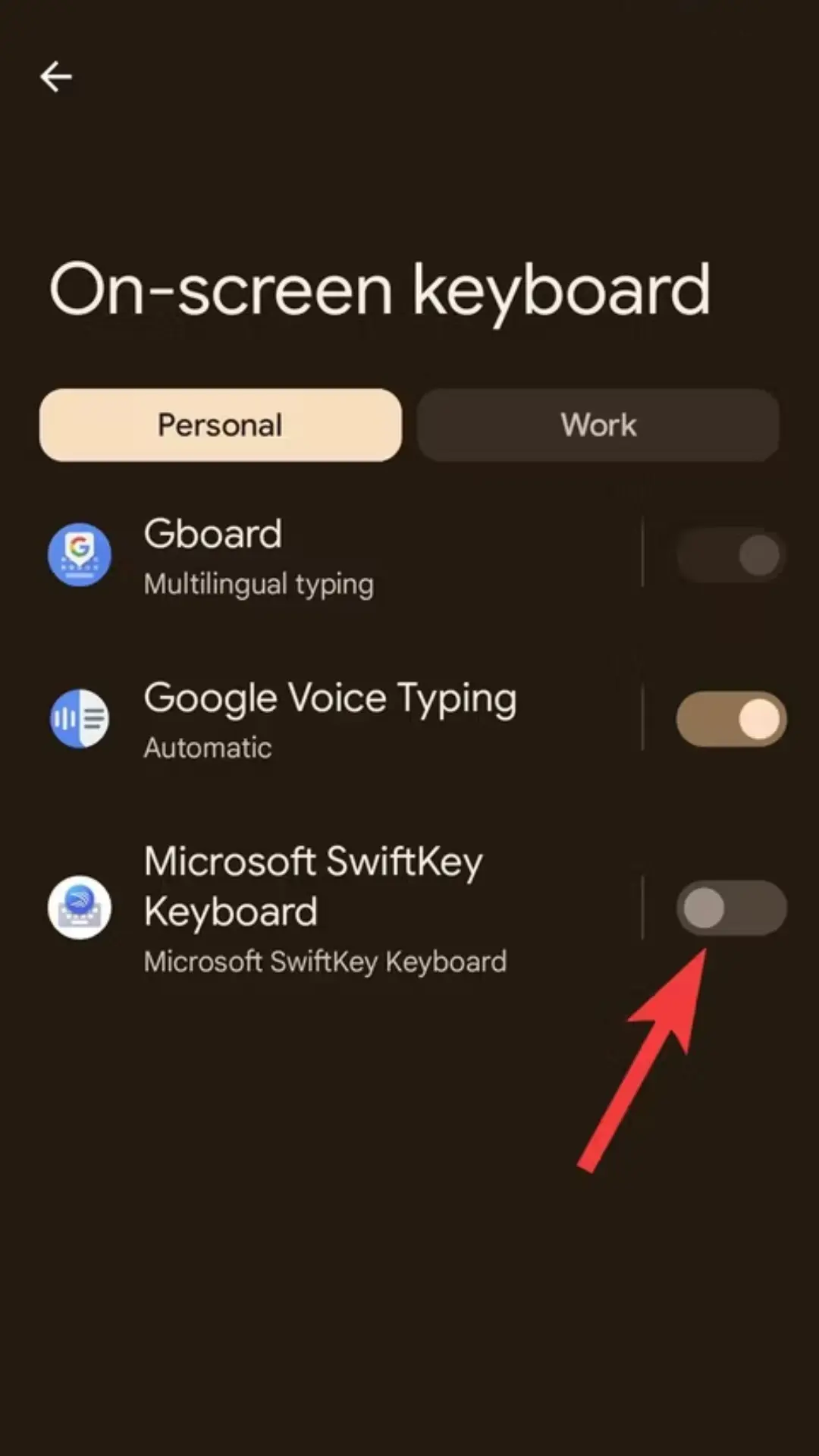 change the keyboard on Android
