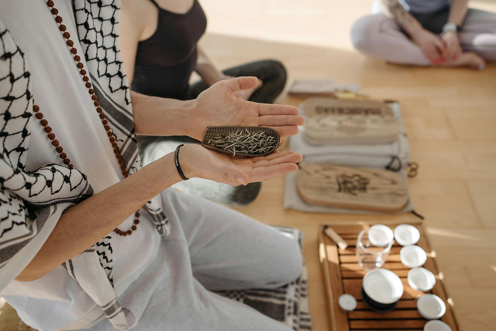 sage smudge in shamanic crystal store