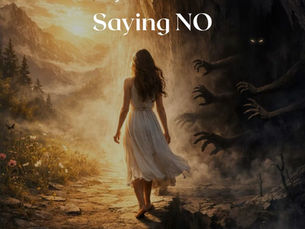 Digital graphic for social media featuring a woman walking toward a sunlit mountain valley while leaving behind a dark cave filled with reaching shadow hands. The text overlay reads Your Anxiety Might Actually Be Your Soul Saying NO with the logo for The Chacana Spiritual Center at the bottom. This visual represents the spiritual awakening process of listening to intuition and inner guidance to overcome chronic stress, illustrating how your soul saying no can manifest as physical anxiety.