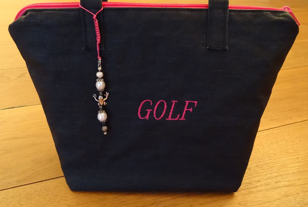 Miniaturbild: Golf, Golfhandtasche, Golfutensil, Handtasche, Beautytasche, Silberanhänger mit Perle