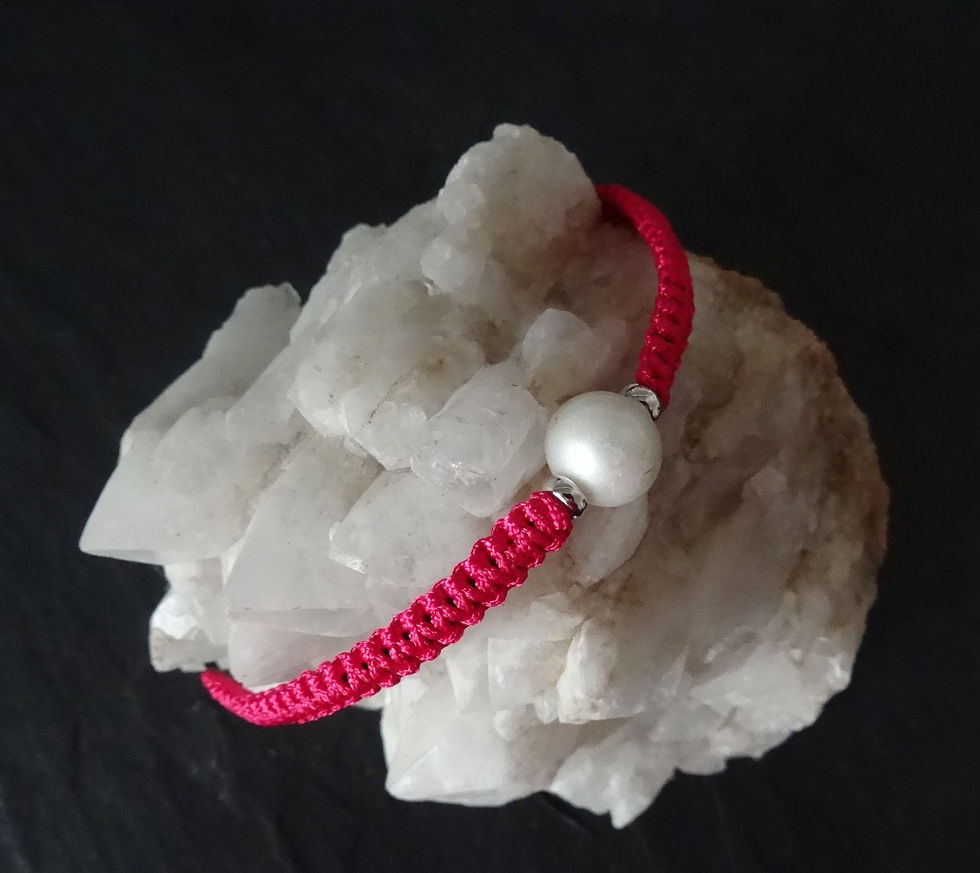 Miniaturbild: Shamballa-Armband mit Perle weiss, handgeknüpftes Armband, Armband für Damen und Herren