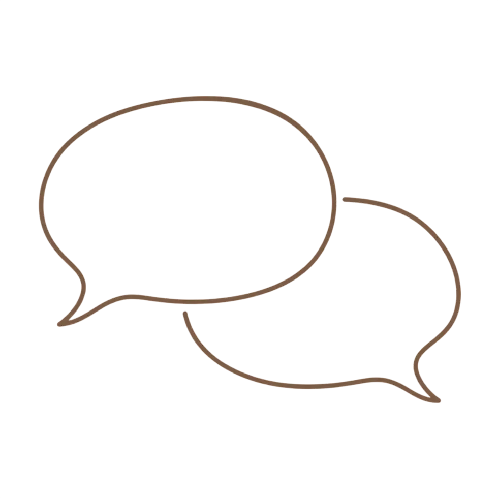 Digital illustration of two overlapping speech bubbles. The minimalist design suggests conversation or dialogue.