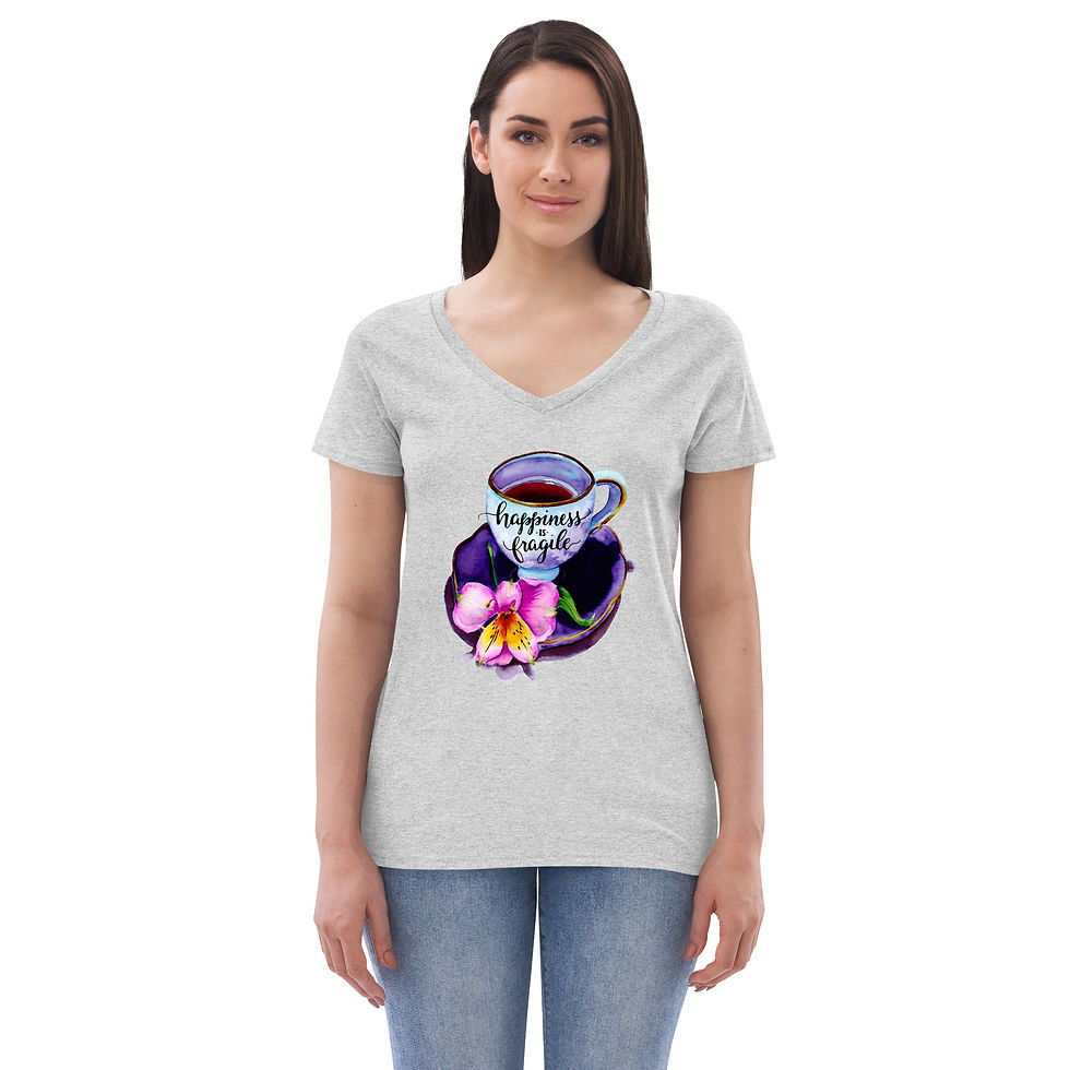 Thumbnail: Happiness Is Fragile Women’s recycled v-neck t-shirt