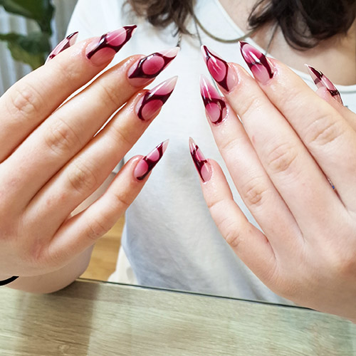 Polygel extensions nail art