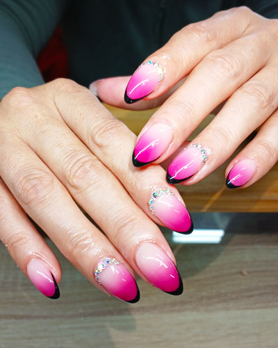 Black and pink ombre nails