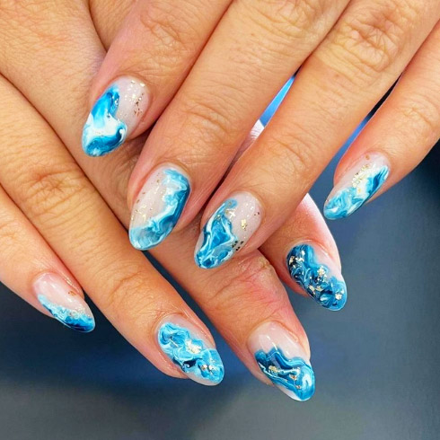 aqua marble nails