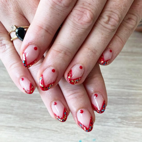 French tips christmas nails manicure