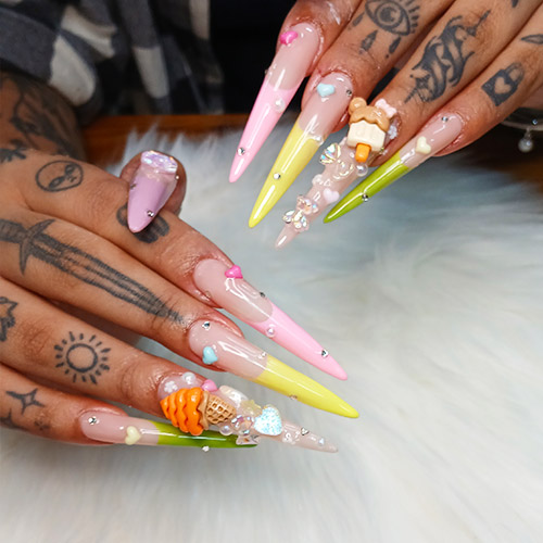 Extra long summer nail art