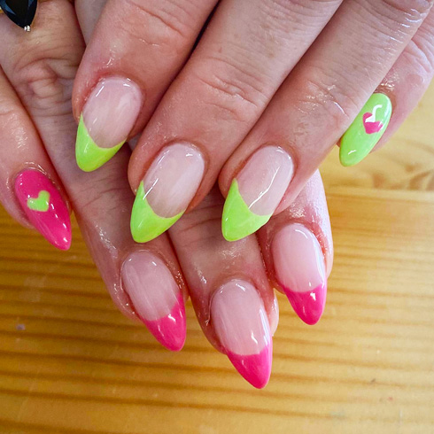 bright french tip nails
