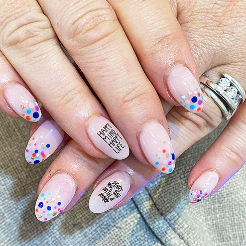 Summer nails with colourful spots