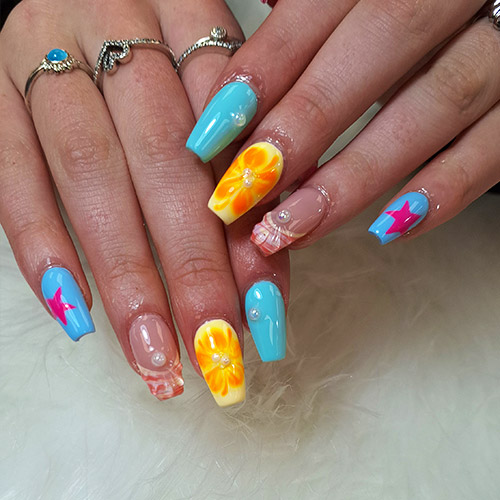 colourful summer nails