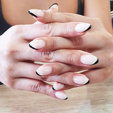 Black french tip manicure
