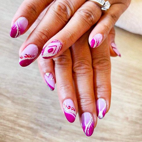Purple glitter nails