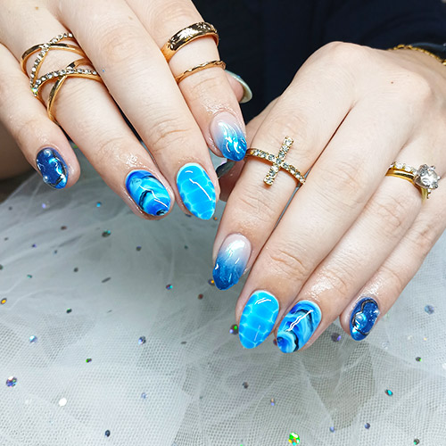 blue marble nail art