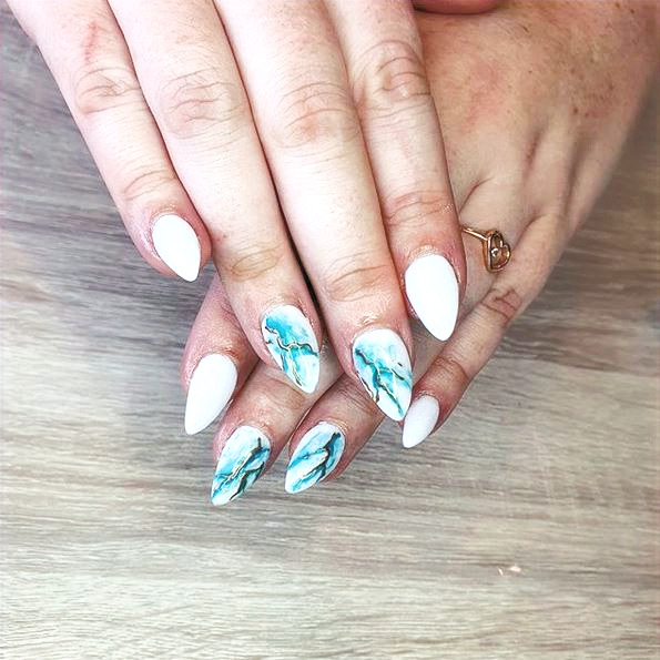 Funky blue marble nails