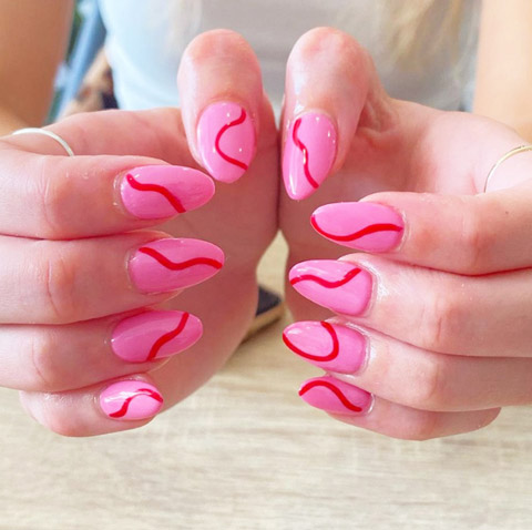 Groovy pink nails