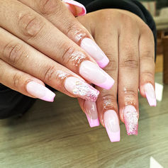 Long pink nail art