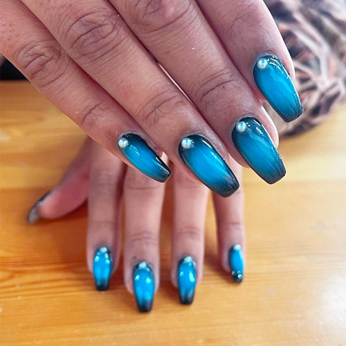 Blue ombre manicure