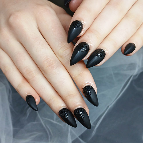 Black halloween nail art