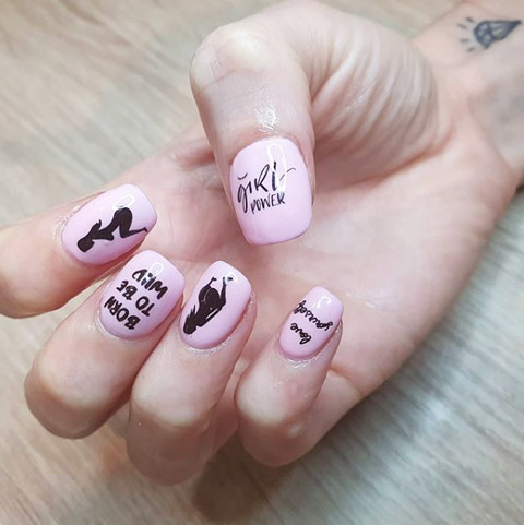 Funky pink nails