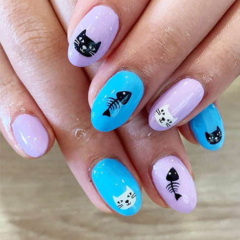 Cat nail art summer nails