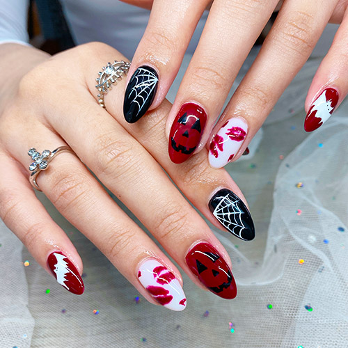 Red halloween nails