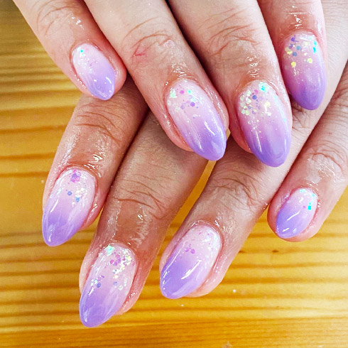 purple glitter builder gel nails