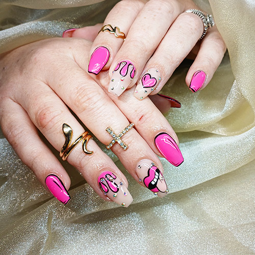 Fun pink nail art