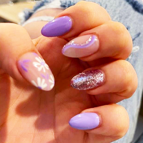 purple builder gel nails manicure