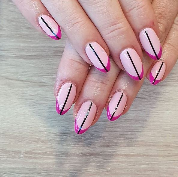Pink french tip nails