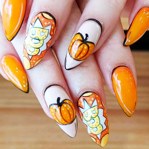 halloween pumpkin nails
