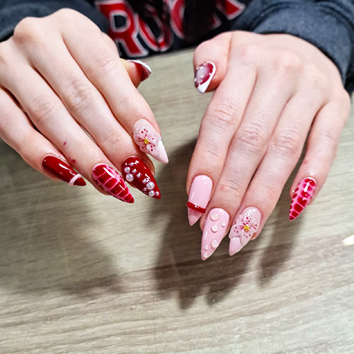 Manicure with red extensions