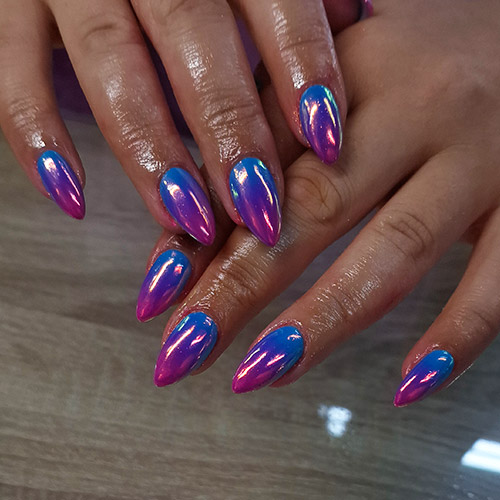 Pink and purple glitter nails