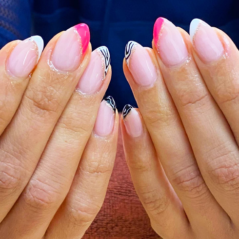 builder gel pink and white french tips
