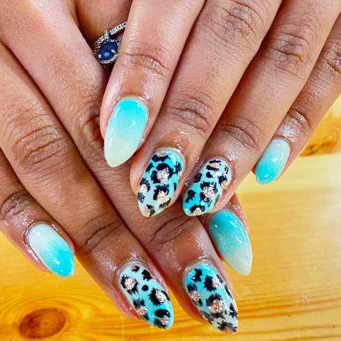 builder gel blue acrylic nails