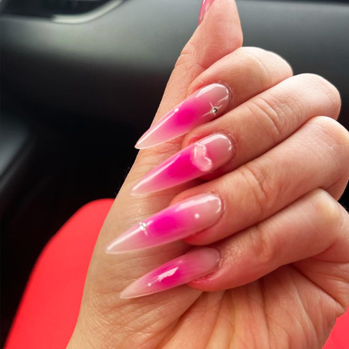 Pink ombre nail extensions