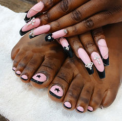 Pink manicure and pedicure
