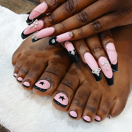 Pink manicure and pedicure