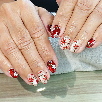 Red manicure nail art